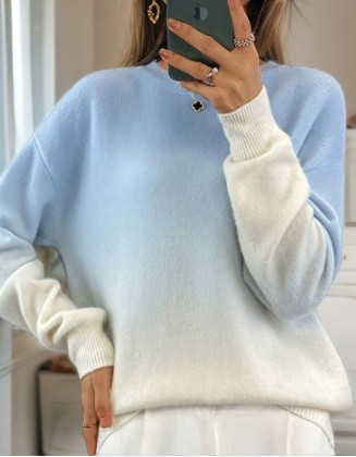 Casual Fashion Gradual Change Round Neck Sweater Jacket Top Pullover