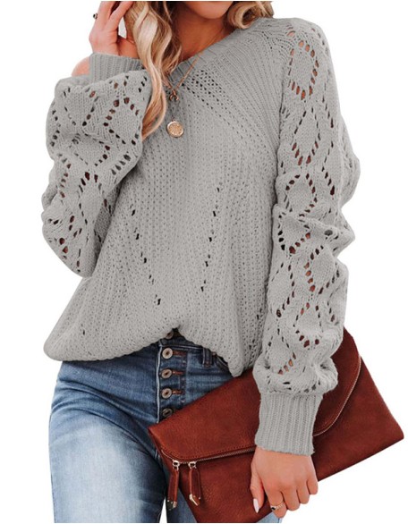 Diamond Geometry Hollow Out Pullover Sweater