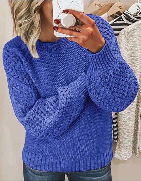 Fashion Women's Pullover Sweater Long Sleeve Crew Neck Knit Tops