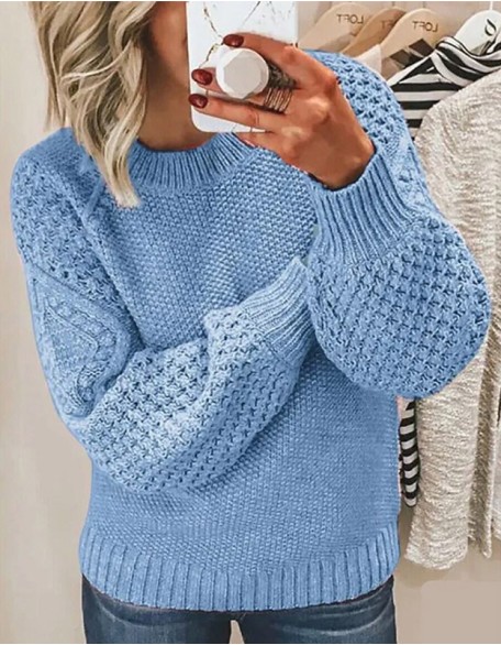 Fashion Women's Pullover Sweater Long Sleeve Crew Neck Knit Tops