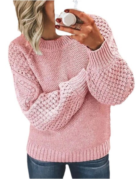 Fashion Women's Pullover Sweater Long Sleeve Crew Neck Knit Tops