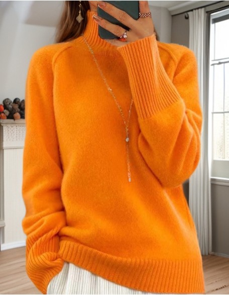 Solid Color Choker Thicken Sweater Pullover Bottoming Tops