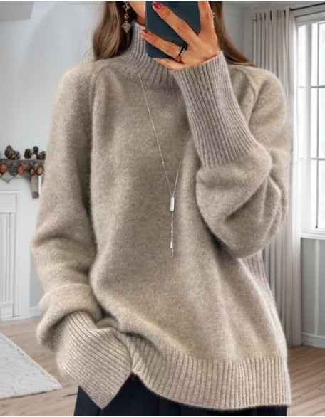 Solid Color Choker Thicken Sweater Pullover Bottoming Tops