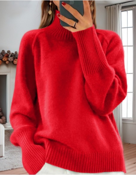 Solid Color Choker Thicken Sweater Pullover Bottoming Tops