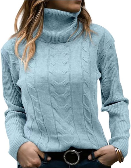 Solid Color Turtleneck Sweater Retro Long Sleeve Top