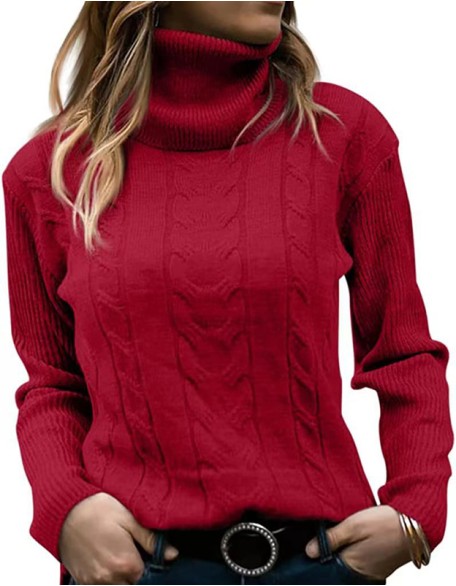Solid Color Turtleneck Sweater Retro Long Sleeve Top