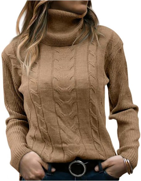 Solid Color Turtleneck Sweater Retro Long Sleeve Top