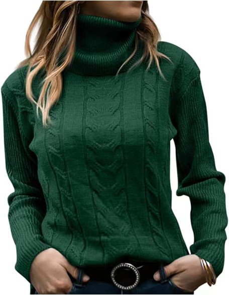 Solid Color Turtleneck Sweater Retro Long Sleeve Top