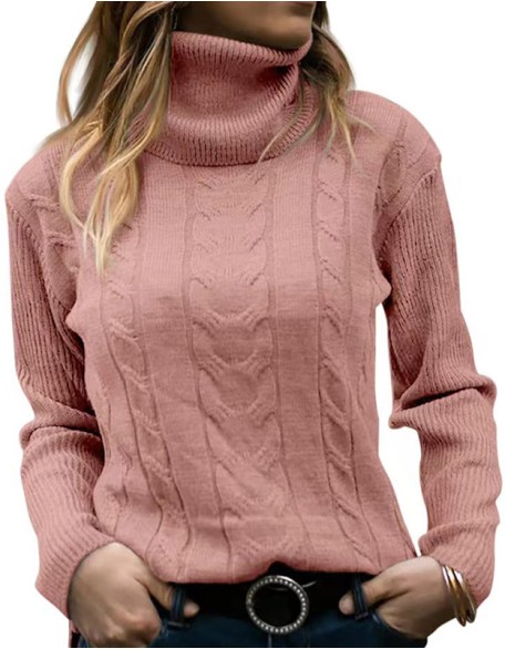 Solid Color Turtleneck Sweater Retro Long Sleeve Top