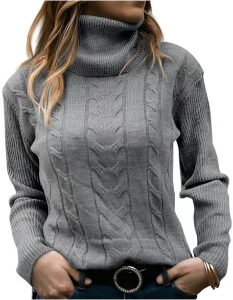 Solid Color Turtleneck Sweater Retro Long Sleeve Top