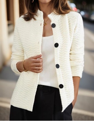 Vintage Standup Collar Long Sleeve Cardigan Knitted Sweater Jacket