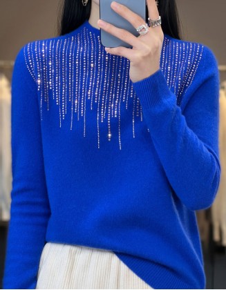 Women's Crew Neck Sweater Casual Soft Solid Color Pullover Long Sleeve Regular Tops Knit