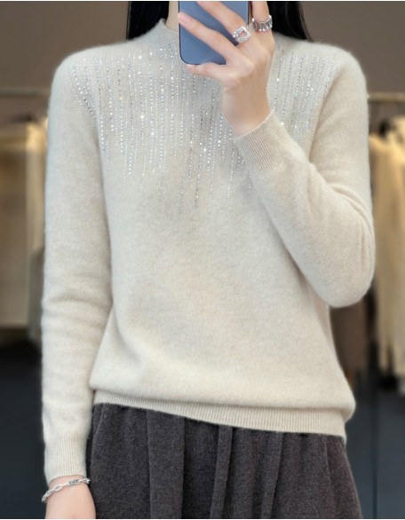Women's Crew Neck Sweater Casual Soft Solid Color Pullover Long Sleeve Regular Tops Knit