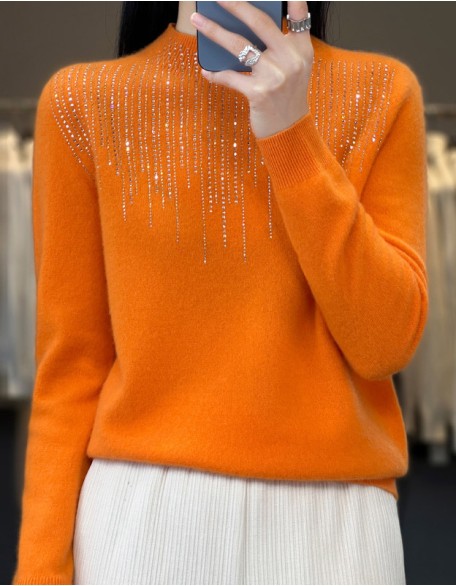 Women's Crew Neck Sweater Casual Soft Solid Color Pullover Long Sleeve Regular Tops Knit