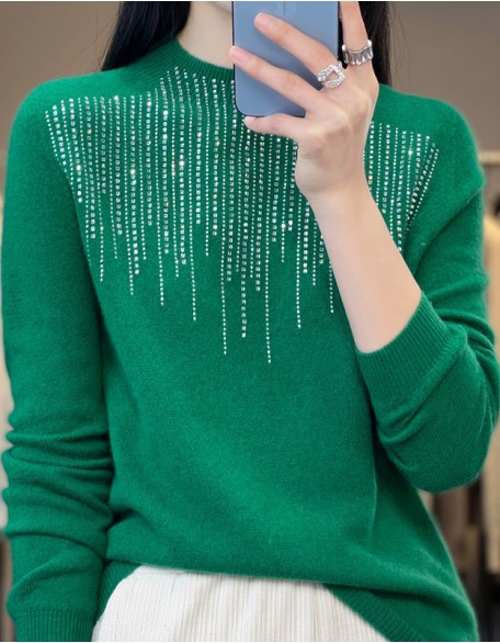 Women's Crew Neck Sweater Casual Soft Solid Color Pullover Long Sleeve Regular Tops Knit