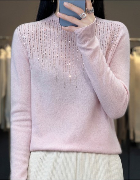 Women's Crew Neck Sweater Casual Soft Solid Color Pullover Long Sleeve Regular Tops Knit