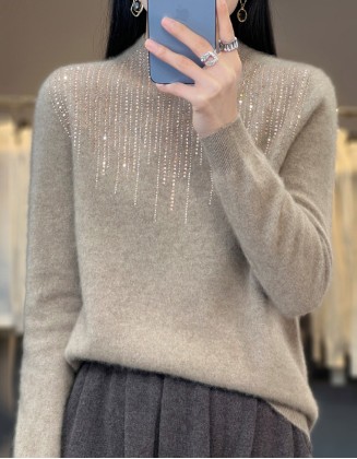 Women's Crew Neck Sweater Casual Soft Solid Color Pullover Long Sleeve Regular Tops Knit