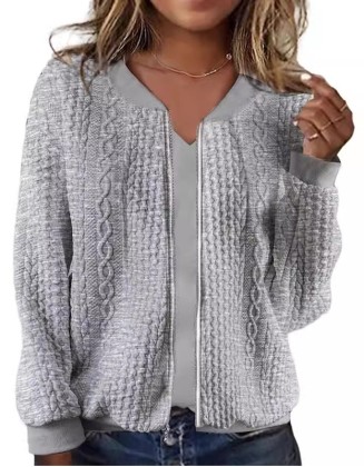 Zipper Twist Long Sleeve Casual Coat